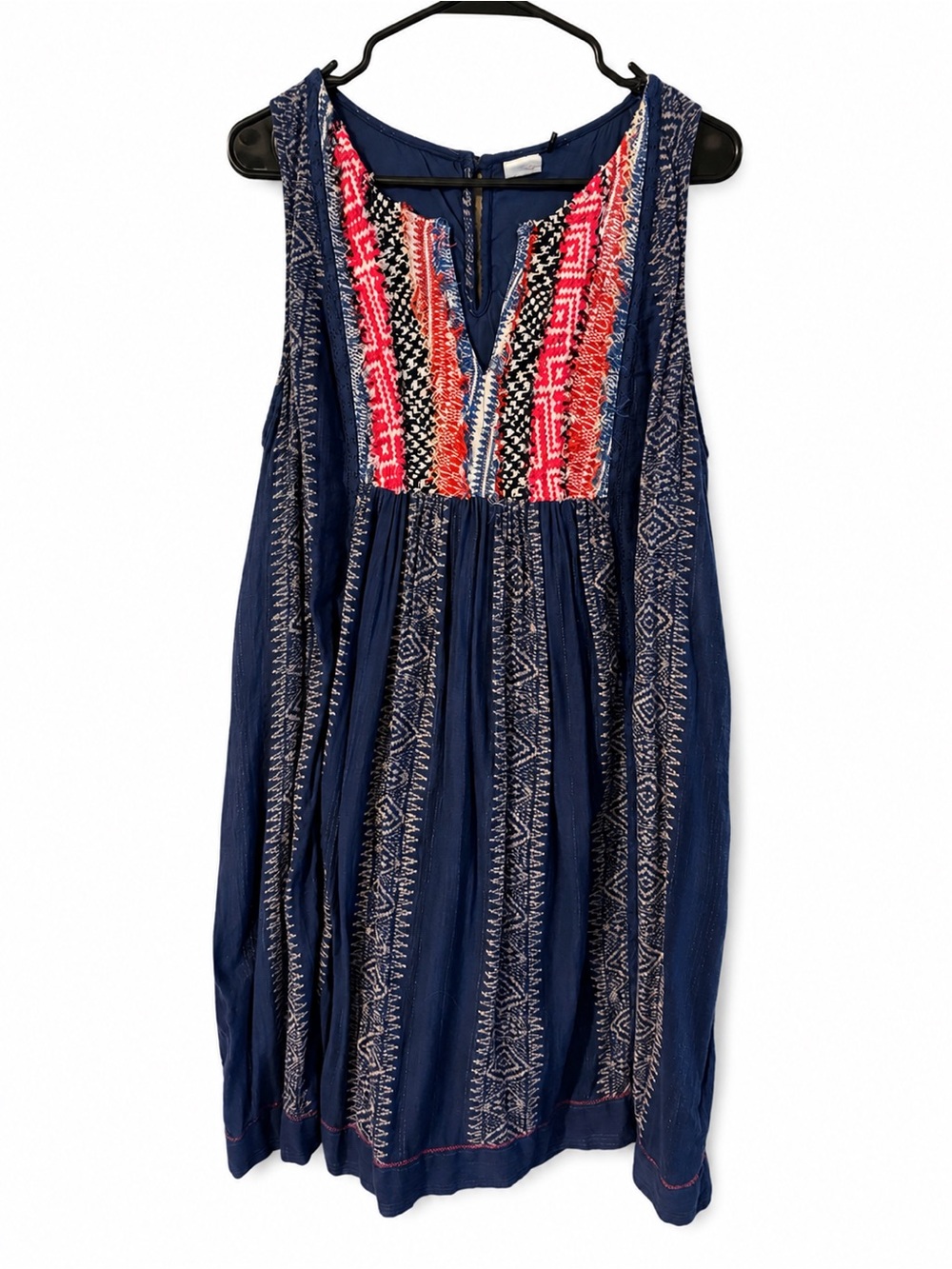 Akemi + Kin Navy Blue Embroidered Boho Tunic Dress | Anthropologie
